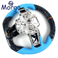 Setir Kemudi LED Serat Karbon Forged Biru Berkualitas Tinggi Khusus untuk Ford Mustang GT/GT500/GT350 2015-2023