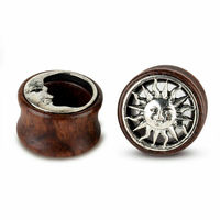 Paire de bouchons d'oreille Tunnel de chair Expander 8-20MM bois soleil et lune jauges d'oreille creuses pour mariage fête fiançailles cadeau bijoux de corps