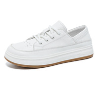 Zapatillas Blancas de Plataforma de Cuero Genuino, Estilo Mule, Zapatos Planos Casuales para Caminar, Venta al por Mayor de Fábrica, OEM, ODM, Personalizados