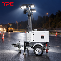 Tour d'éclairage diesel alimentée par courant alternatif, hauteur 7 m, rotation à 360°, 224 000 lumens, système mobile, tours d'éclairage diesel