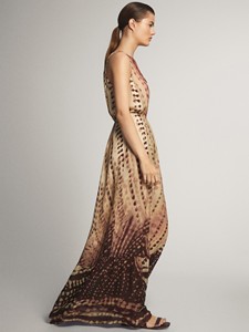 Nuovo Stile Abito Lungo da Donna Europeo e Americano con Scollo a V Profondo, Spalline Irregolari e Stampa - Product Image 6