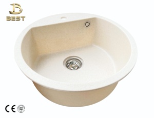 Fregadero de cocina elegante de un solo tazón hecho en Vietnam, doble funcionalidad, granito compuesto de cuarzo negro con Círculo de grifo elegante - Product Image 3