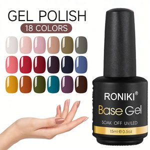 RONIKI ผลิตภัณฑ์ใหม่ล่าสุด เบสโค้ทแบบกำหนดโลโก้ได้เอง 2 in 1 เจลเบสยางยี่ห้อส่วนตัว ปราศจากสาร Hema เจลขัดเงาขายส่ง เจลเบสสำหรับทาเล็บ - Product Image 6