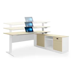 Smart Luxury Staff Office Desk Home Modern High Adjustable Desk and Chair Design Escritorios Sit Stand Office Furniture Metal