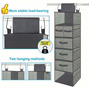 Hot Sale Foldable Hanging Closet Organizer Fabric Hanging <b>Shelves</b> for Closet Supplier Bedroom or Garment Rack - Product Image 6