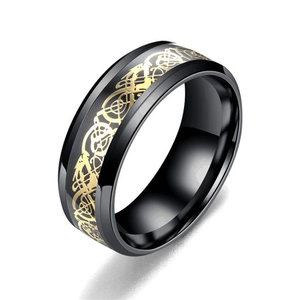 Anéis de Dedo Masculinos de Luxo em Aço Inoxidável com Padrão de Dragão, Fabricação Barata e Venda por Atacado - Product Image 5