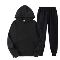 Ensemble deux pièces pour homme, mode printemps, couleur unie, respirant, polyester/coton, coupe ample, sweat à capuche et pantalon de jogging, personnalisable, tricoté