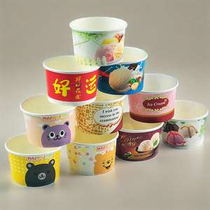 ถ้วยกระดาษใส่ไอศกรีมพร้อมฝาปิดกระดาษถ้วยสลัดเคลือบผิวด้วยกระดาษ - Product Image 3