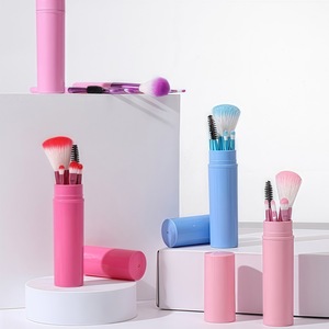 Juego de 5 <span class=keywords><strong>Brochas</strong></span> de Maquillaje Multifuncionales <span class=keywords><strong>para</strong></span> Rostro en Estuche de Almacenamiento con Cabezales Ovalados, Estuche Compacto <span class=keywords><strong>para</strong></span> Viajes y Campamento - Product Image 4