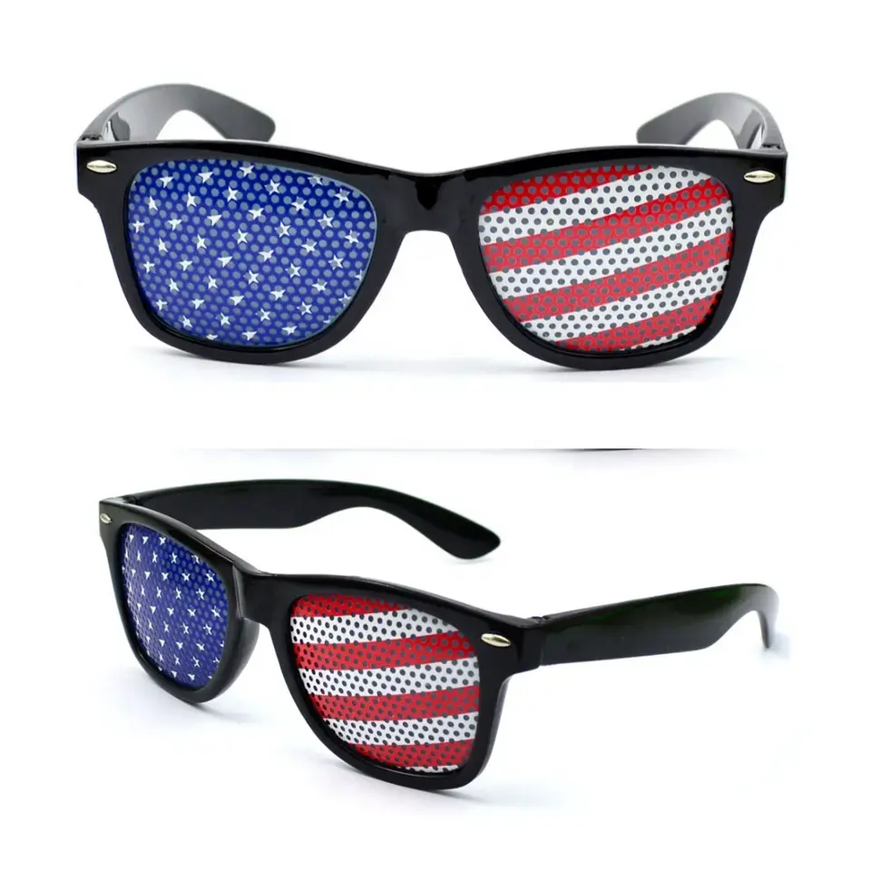 Venta al por mayor de impresión personalizada EE. UU. País Bandera Fútbol Mundo Gafas de sol