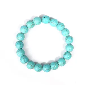Bracelet de perles extensibles pour hommes et femmes, bijoux en pierre Turquoise, couleur verte, bleue, nouvelle collection 2020