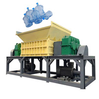 Déchiqueteuse automatique de bouteilles en plastique à double arbre avec engrenages et composants de moteur, baril bleu