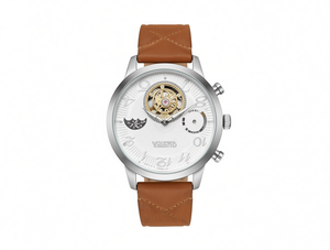 Orologio Meccanico da Uomo VOLSTO 40mm, Cassa in Acciaio Inossidabile, Cinturino in Pelle, Quadrante Analogico con Fasi Lunari, Design Elegante - Product Image 1