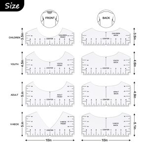 12 Chiếc Thước Đo Áo Thun Hướng Dẫn Căn Chỉnh Vinyl, Thước PVC Trong Suốt Cho Trẻ Em Thanh Niên Người Lớn, Đo Trước Và Sau - Product Image 4