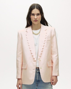 Trajes y Blazers para Mujer en Rosa Claro, Blazer Entallado con Borde Festoneado, Solapa, Cierre de un Botón y Bolsillos, para Oficina y Ropa Casual Elegante - Product Image 5