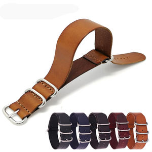 Classique noir marron 18mm 20mm 22mm <span class=keywords><strong>24mm</strong></span> acier inoxydable anneau boucle luxe rétro confortable bracelet de montre bracelet en cuir pratique - Product Image 2