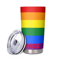 Gobelet isotherme en acier inoxydable 20 oz personnalisé sur le thème arc-en-ciel gay pour les longs trajets en voiture, la plage et le camping en plein air