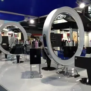 New Design Double Side Large Gold Styling Barber Shop Furniture Floor Hairdressing Makeup Led Beauty Full Length Salon Mirror