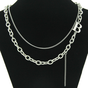 Double Cuban <b>Chain</b> Letter Necklace Neck <b>Chain</b>, Nightclub <b>Titanium</b> Steel Sweet Cool Set <b>Chain</b> Tanjing Fashion Lijing Necklace - Product Image 1