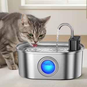 نافورة مياه ذكية للحيوانات الأليفة من الفولاذ المقاوم للصدأ بسعة 3.2 لتر مع موزع يعمل بالاستشعار وبطارية قابلة للشحن للقطط والكلاب الصغيرة - Product Image 1