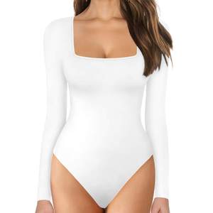 Ruichi bayanlar kare boyun uzun kollu yüksek yaka dijital baskı giyisi katı ince Bodysuit kadınlar için Tops - Product Image 5
