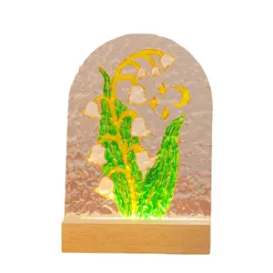 郁金香夜灯 -- 家居装饰杰作，水波纹亚克力面板