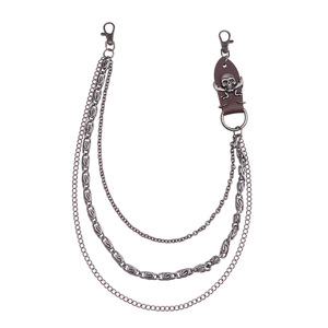 Chaîne de taille style punk multicouche robuste avec étiquette en cuir tête de mort, chaîne de pantalon unisexe tendance - Product Image 5