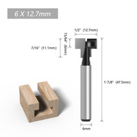 Jeu d'embouts de toupie à fente en T de 6mm, 1 pièce/3 pièces, 1/4 pouces, boulon hexagonal, fraise pour le travail du bois, ODM et OEM personnalisés