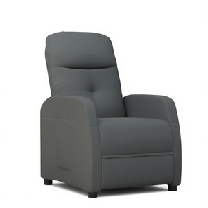 Dark Gray Fabric Recliner Manual Reclining Contemporary Living Room Chair Tight Back Padded Arms Wood <b>Frame</b> - Product Image 1