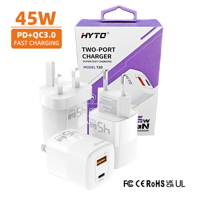 Factory Direct Mini GaN Wall PD 45W 65W Charger Type C Mobile Phone Fast Charging Dual Ports USB Chargers Adapters