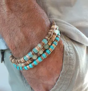 Zooying 2024 Populaire Eenvoudige Handgemaakte Heren Kralen Turquoise Stretch Armband Mode Sieraden