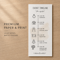 Cartes de chronologie personnalisées pour mariage, cartes en papier esquisse dessinées à la main pour affichage du programme des événements du jour du mariage