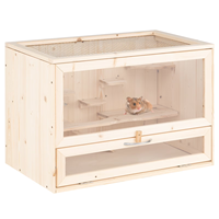 Jaula Moderna para Hámster de Madera de Abeto con Techo de Malla Abatible, Ventana de Acrílico, Ecológica, Duradera, de Alta Calidad y Fácil de Limpiar, Recinto para Animales Pequeños