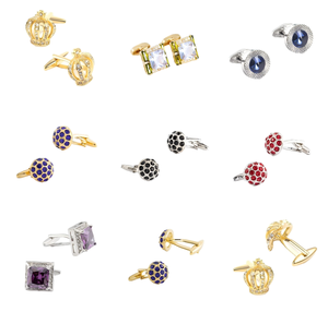 Gemelli Eleganti JINJIE in Cristallo e Diamante, Accessorio per Camicia da Uomo, Gemelli in Ottone, Gioielli Classici per Matrimonio, Set Regalo Trendy - Product Image 1