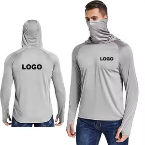 Camisetas de pesca con protección UPF 50 + Uv para hombre con logotipo personalizado, camisas de pesca con capucha de manga larga de secado rápido con polaina para el cuello - Product Image 2