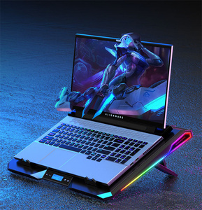Support de Refroidissement Silencieux pour <span class=keywords><strong>Ordinateur</strong></span> <span class=keywords><strong>Portable</strong></span> en Promotion, 7 Modes d'Éclairage LED, Vitesse du Vent Réglable, Deux Grands Ventilateurs, Support de Refroidissement pour <span class=keywords><strong>Ordinateur</strong></span> <span class=keywords><strong>Portable</strong></span> Réglable de 5 à 22 cm - Product Image 1