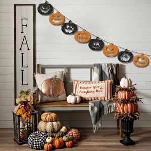 Guirnalda de Papel con Diseño de Calabaza Brillante y Caras de Fantasmas Terroríficas para Halloween, Decoración para Fiestas - Product Image 2