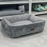 Lit pour chien en forme de rectangle, lavable, pour chiots, avec fond antidérapant, lit apaisant pour chats d'intérieur