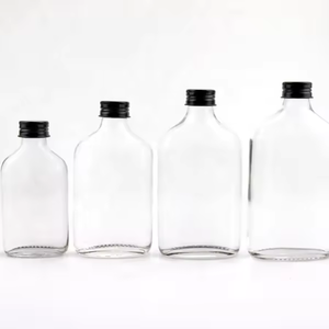 50ml 100ml mini <span class=keywords><strong>Glass</strong></span> <span class=keywords><strong>Flask</strong></span> chai rượu Pocket <span class=keywords><strong>Flask</strong></span> với nắp nhôm cho nước sốt xi-rô - Product Image 1