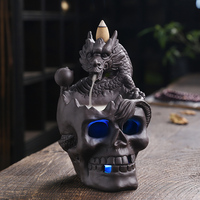 Brûleur d'encens en céramique LED personnalisé avec tête de dragon et de crâne pour la décoration