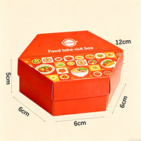 Boîte hexagonale pliable aseptique en papier kraft recyclable, fabriquée sur mesure en usine, avec une forme unique, grande capacité pour l'emballage à emporter