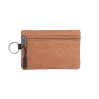 Dompet Kecil Kanvas Dompet Koin Ringan Portabel Kantong Tali Pengikat Gesper Uniseks Tempat Kartu Kunci Tas Penyimpanan Lapisan Poliester