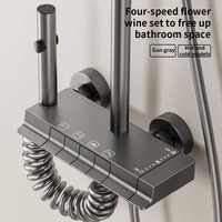 Pommeau de douche thermostatique mural en aluminium chromé poli, jet de pluie, modes de pulvérisation doux, avec noyau de valve en céramique, garantie 5 ans
