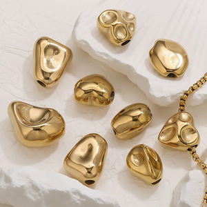 Irregular Pebble <b>Bead</b> | 18K PVD Gold Plated Stainless Steel <b>Large</b> Hole Spacer <b>Bead</b> for Jewelry Making | Waterproof ,Tarnish Free - Product Image 6