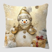 Housses de coussin de Noël vintage imprimées Père Noël, bonhomme de neige, sapin de Noël, décoratives dorées pour l'hiver