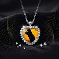 Photos de voyage personnalisables pour couple, collier en métal en forme de cœur, bijoux de confession