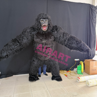 Costume gonflable personnalisé pour défilé, mascotte ambulante, gorille en peluche gonflable noir pour adultes
