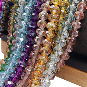 Perline di Cristallo Sfaccettate Rondelle 8mm, 5 Fili, Trasparenti Lucide Rosa AB, Prezzo di Fabbrica, Basso MOQ, per Borse Fai-da-Te - Product Image 5