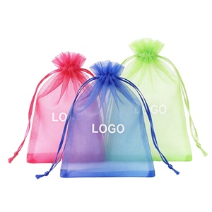 Multi-color Organza Drawstring Pouch Wholesale Custom Logo Sheer Mesh <b>Gift</b> <b>Bag</b> for <b>Wedding</b> Party Candy Jewelry Packaging - Product Image 1