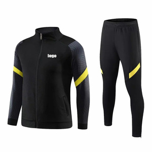 T-shirt à manches longues avec fermeture éclair et pantalon à taille élastique 2 pièces pour hommes, survêtement d'équipe de football, logo personnalisé, qualité stable, 1/4 - Product Image 2